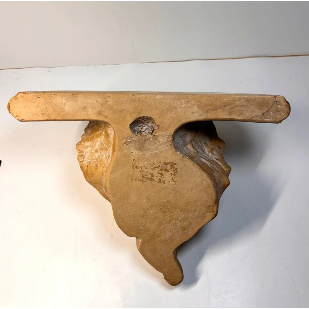 Vintage Plaster Conch Shell Wall Sconce Shelf Bracket Coastal Decor Accent, 12